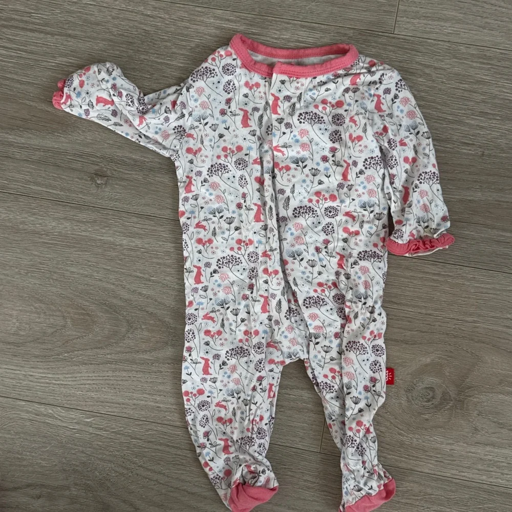 Pink Floral Footed One-Piece Pajamas - magnetic me - Picture 1 of 3